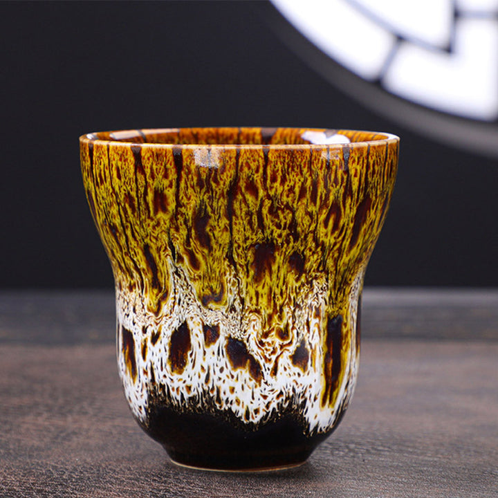 Buddha Stones Vintage Kiln Change Design Ceramic Coffee Mug Tea Cup 150ml - Yellow White 7.5cm*7.5cm*150ml - image 10