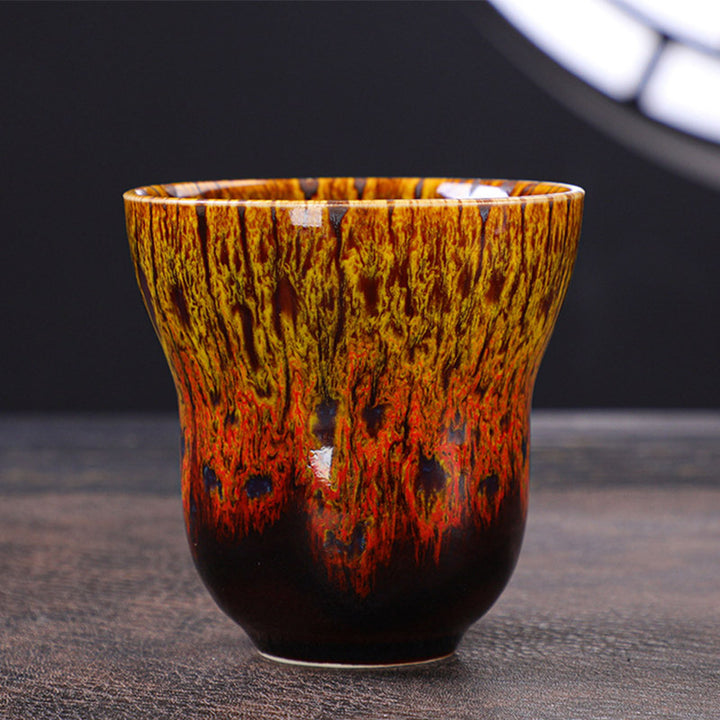 Buddha Stones Vintage Kiln Change Design Ceramic Coffee Mug Tea Cup 150ml - Yellow Orange 7.5cm*7.5cm*150ml - image 13