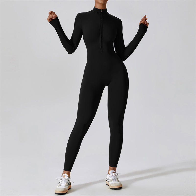 Buddha Stones Women Zipper Long Sleeve Shapewear Jumpsuit Sports Fitness Yoga Bodysuit - Black - US8-10,UK/AU12-14,EU40-42 (XL) - image 11