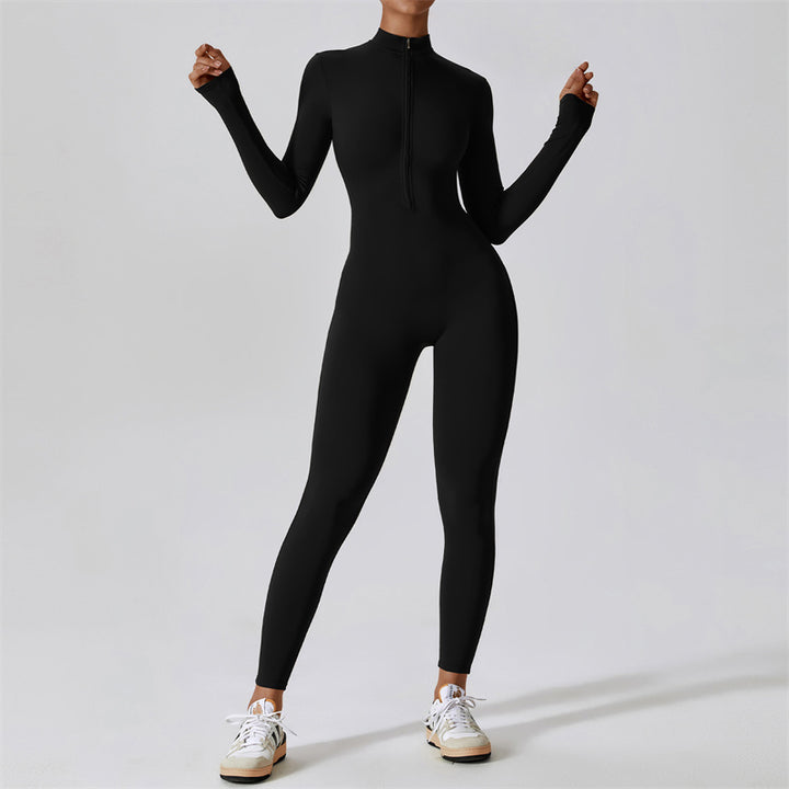 Buddha Stones Women Zipper Long Sleeve Shapewear Jumpsuit Sports Fitness Yoga Bodysuit - Black - US8-10,UK/AU12-14,EU40-42 (XL) - image 11