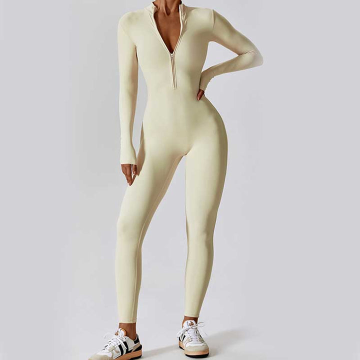 Buddha Stones Women Zipper Long Sleeve Shapewear Jumpsuit Sports Fitness Yoga Bodysuit - image 30