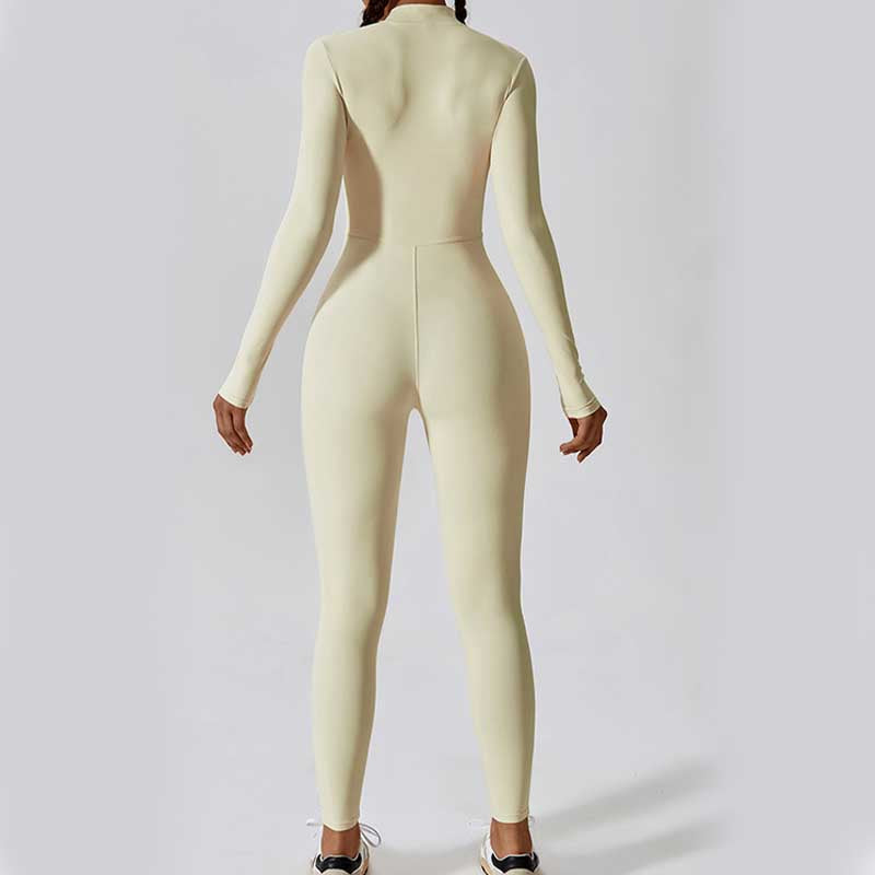 Buddha Stones Women Zipper Long Sleeve Shapewear Jumpsuit Sports Fitness Yoga Bodysuit - image 33
