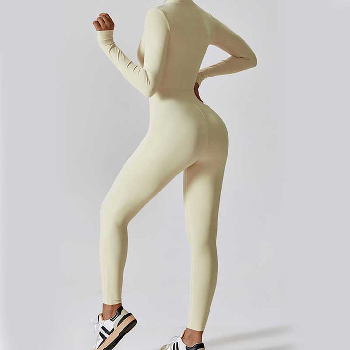 Buddha Stones Women Zipper Long Sleeve Shapewear Jumpsuit Sports Fitness Yoga Bodysuit - image 32