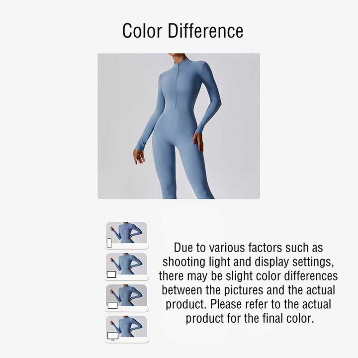 Buddha Stones Women Zipper Long Sleeve Shapewear Jumpsuit Sports Fitness Yoga Bodysuit - image 28