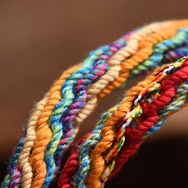 Buddha Stones Gold Swallowing Beast Family Luck Reincarnation Knot Braid Colorful String Bracelet - image 4