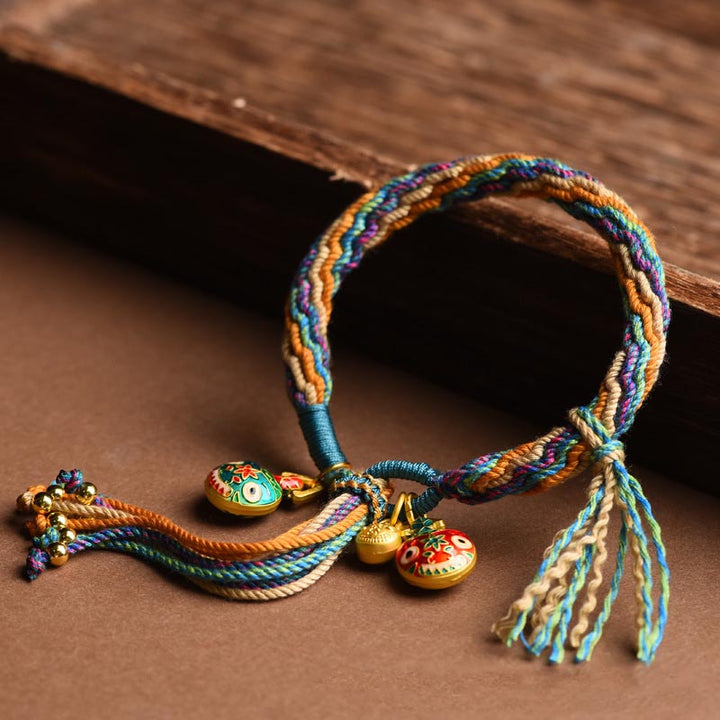 Buddha Stones Gold Swallowing Beast Family Luck Reincarnation Knot Braid Colorful String Bracelet - image 9