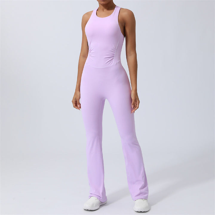 Buddha Stones Women Workout Crisscross Sleeveless Flare Jumpsuit Sports Fitness Yoga Bodysuit - Purple - US8-10,UK/AU12-14,EU40-42 (XL) - image 13