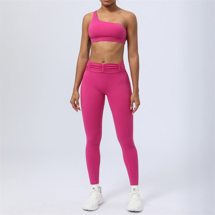 Buddha Stones 2Pcs Backless Asymmetrical Design Top Bra Shorts Leggings Pants Fitness Yoga Outfit Set - Rose Red - 2Pcs(Top&Pants) - US12,UK/AU16,EU44 (2XL) - image 22
