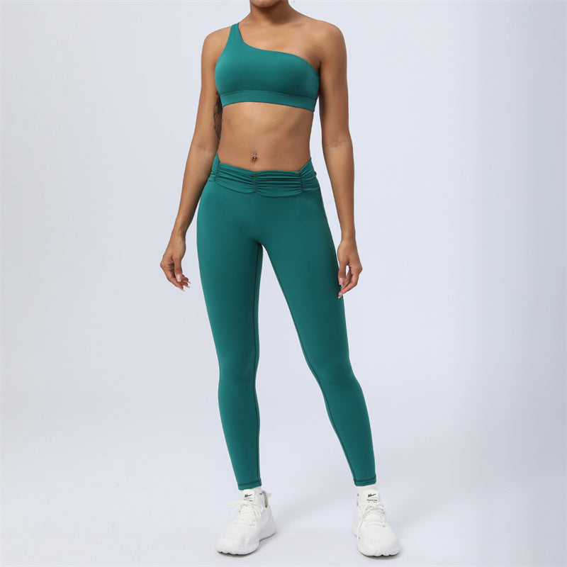 Buddha Stones 2Pcs Backless Asymmetrical Design Top Bra Shorts Leggings Pants Fitness Yoga Outfit Set - Green - 2Pcs(Top&Pants) - US12,UK/AU16,EU44 (2XL) - image 4