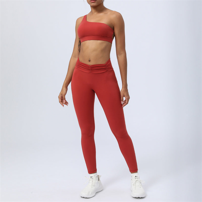 Buddha Stones 2Pcs Backless Asymmetrical Design Top Bra Shorts Leggings Pants Fitness Yoga Outfit Set - Red - 2Pcs(Top&Pants) - US12,UK/AU16,EU44 (2XL) - image 11