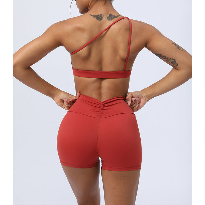 Buddha Stones 2Pcs Backless Asymmetrical Design Top Bra Shorts Leggings Pants Fitness Yoga Outfit Set - image 10