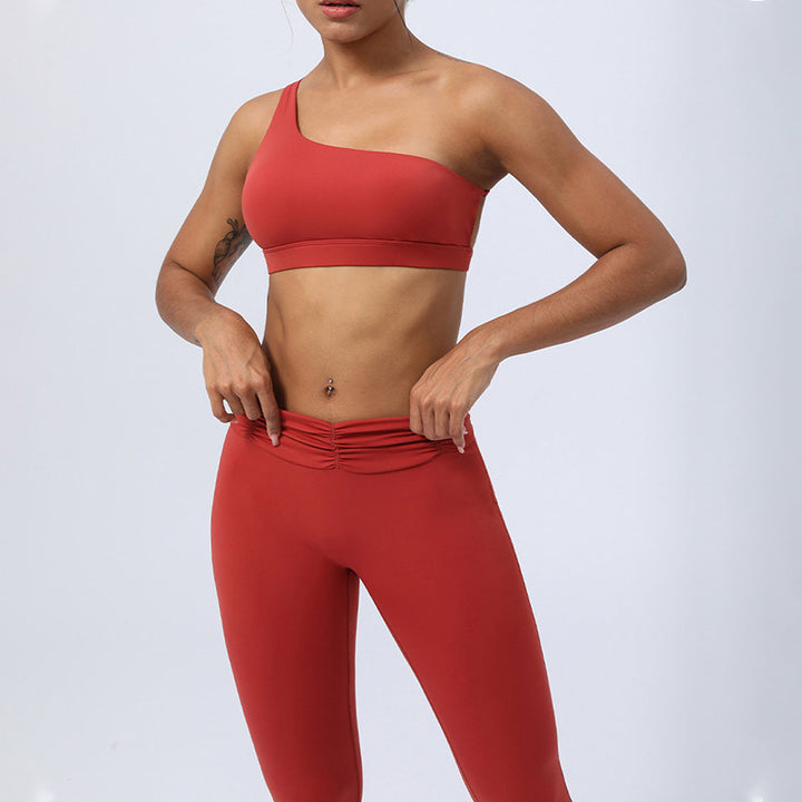 Buddha Stones 2Pcs Backless Asymmetrical Design Top Bra Shorts Leggings Pants Fitness Yoga Outfit Set - image 13