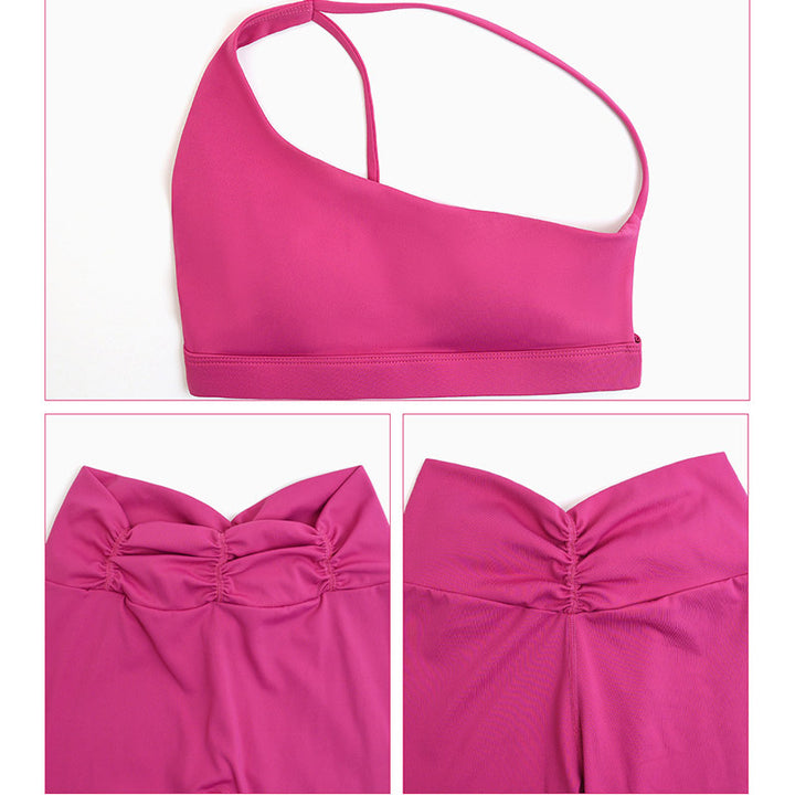 Buddha Stones 2Pcs Backless Asymmetrical Design Top Bra Shorts Leggings Pants Fitness Yoga Outfit Set - image 20