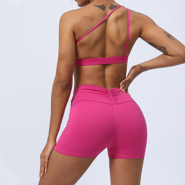 Buddha Stones 2Pcs Backless Asymmetrical Design Top Bra Shorts Leggings Pants Fitness Yoga Outfit Set - image 19