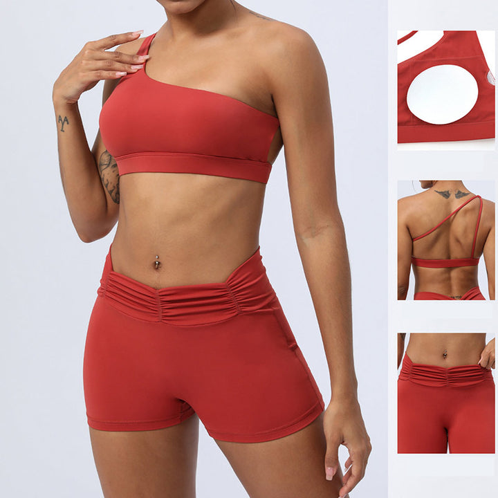 Buddha Stones 2Pcs Backless Asymmetrical Design Top Bra Shorts Leggings Pants Fitness Yoga Outfit Set - image 9