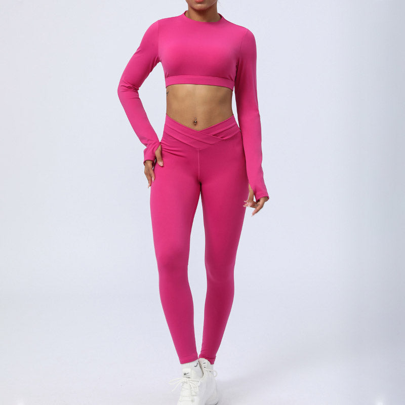 Buddha Stones 2Pcs Long Sleeve Backless Top Bra Leggings Pants Fitness Yoga Outfit Set - image 18