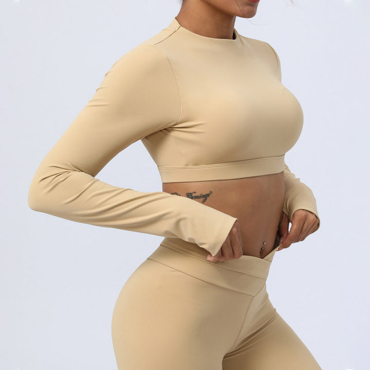 Buddha Stones 2Pcs Long Sleeve Backless Top Bra Leggings Pants Fitness Yoga Outfit Set - image 14