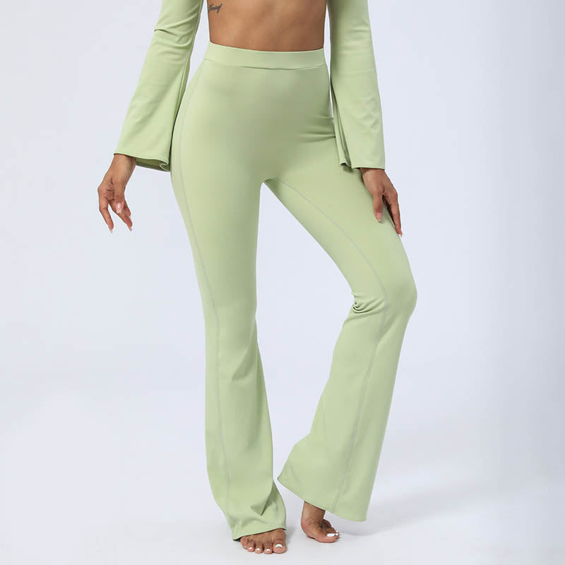 Buddha Stones Long Sleeve Backless Strap Top Bra Flare Pants Fitness Yoga Outfit - image 1