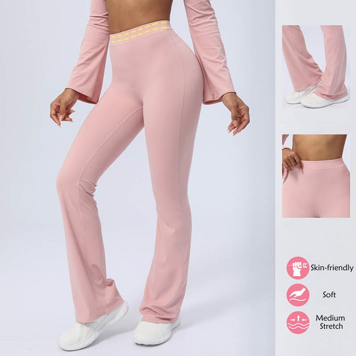 Buddha Stones Long Sleeve Backless Strap Top Bra Flare Pants Fitness Yoga Outfit - image 37