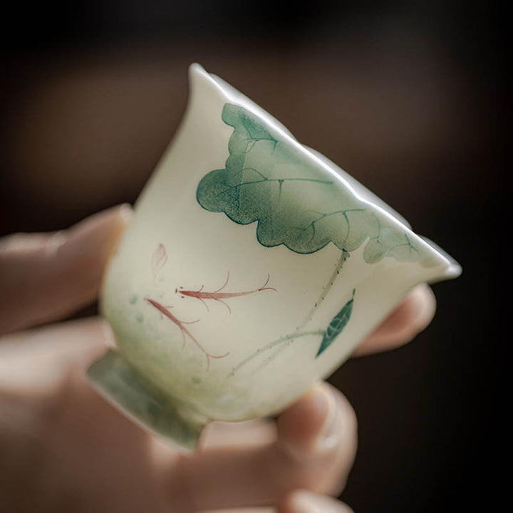 Buddha Stones Koi Fish Lotus Leaf Pattern Ceramic Teacup Kung Fu Tea Cup 65ml - image 2