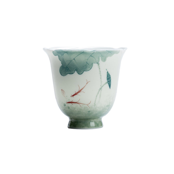 Buddha Stones Koi Fish Lotus Leaf Pattern Ceramic Teacup Kung Fu Tea Cup 65ml - image 10
