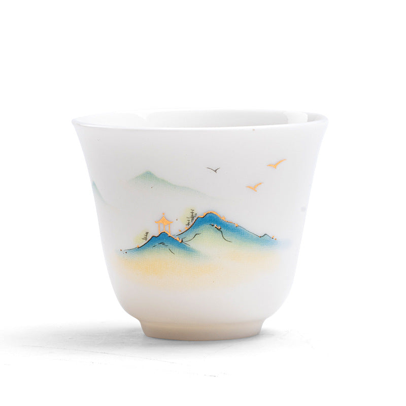 Buddha Stones Lotus Flower Leaf Mountain Pavilion Elk Peony Ceramic Teacup Kung Fu Tea Cup - image 12
