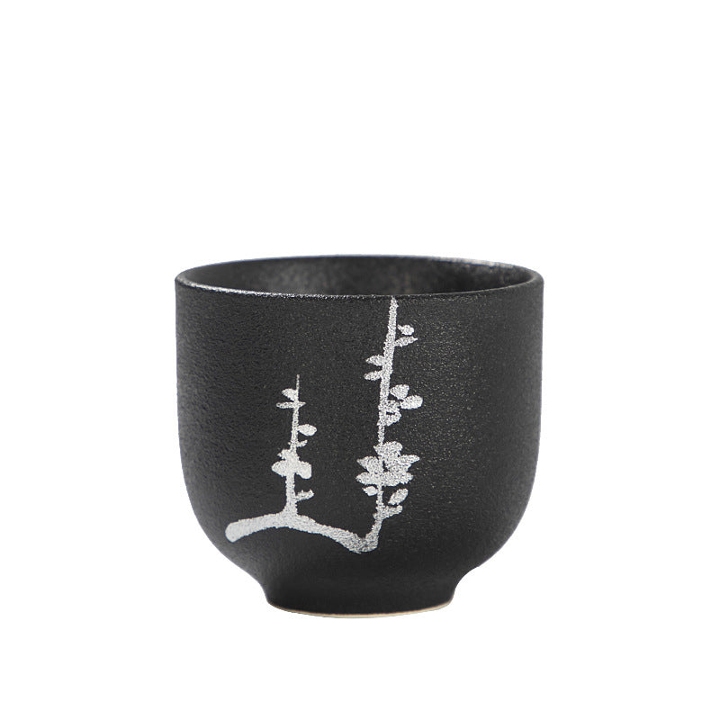 Buddha Stones Hand Painted Lotus Flower Bamboo Chrysanthemum Black Pottery Ceramic Teacup Kung Fu Tea Cup 95ml - image 8