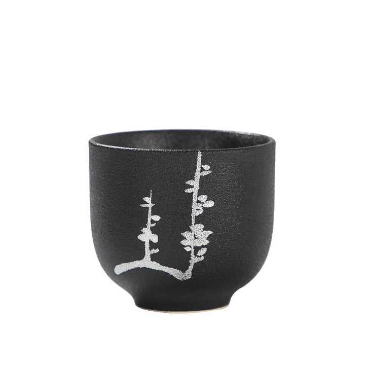 Buddha Stones Hand Painted Lotus Flower Bamboo Chrysanthemum Black Pottery Ceramic Teacup Kung Fu Tea Cup 95ml - image 8