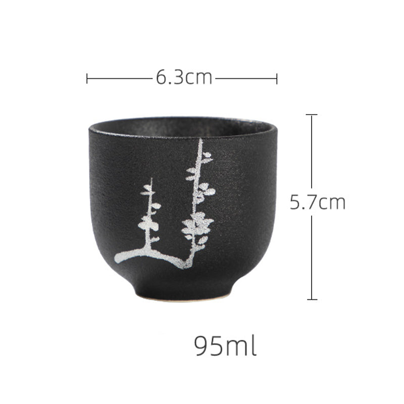 Buddha Stones Hand Painted Lotus Flower Bamboo Chrysanthemum Black Pottery Ceramic Teacup Kung Fu Tea Cup 95ml - image 7