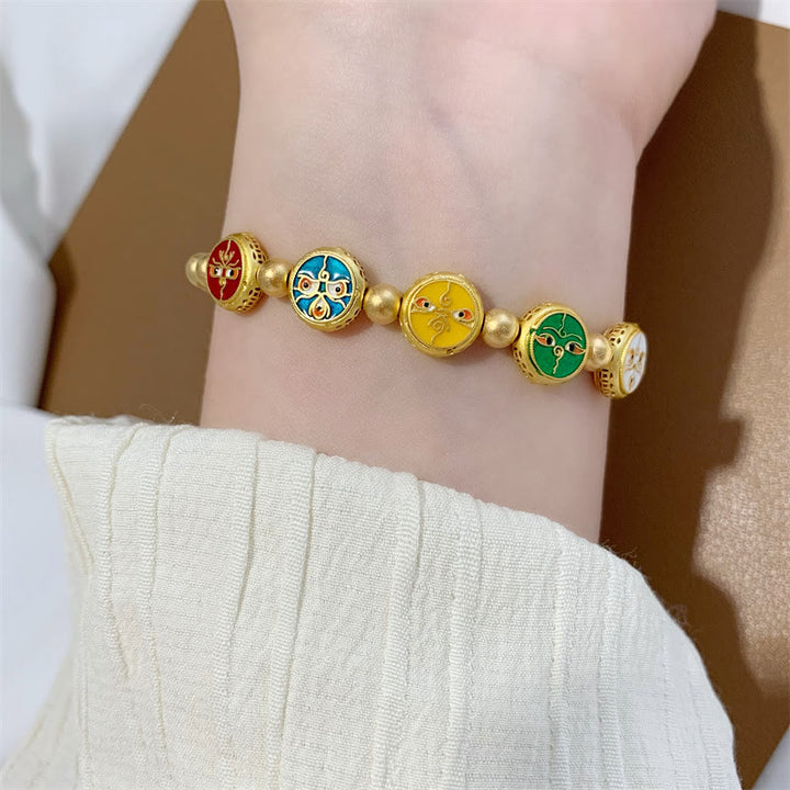 Buddha Stones Tibetan Five God Of Wealth Copper Beads Luck Bracelet - image 7