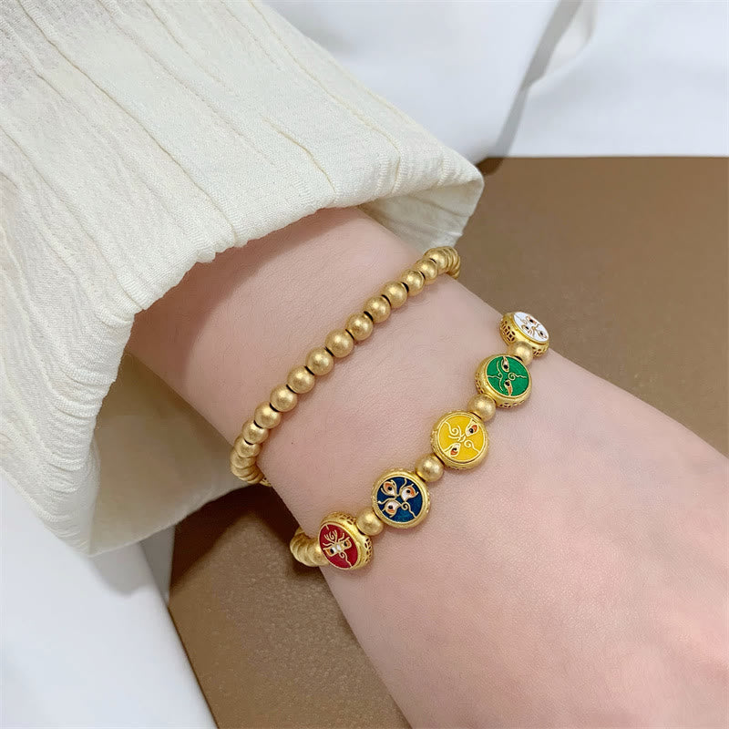 Buddha Stones Tibetan Five God Of Wealth Copper Beads Luck Bracelet - image 6