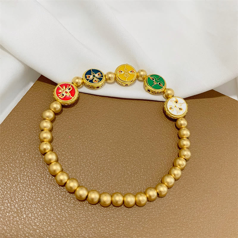 Buddha Stones Tibetan Five God Of Wealth Copper Beads Luck Bracelet - image 2