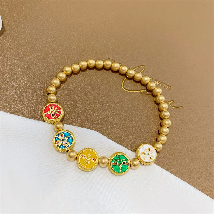 Buddha Stones Tibetan Five God Of Wealth Copper Beads Luck Bracelet - image 3