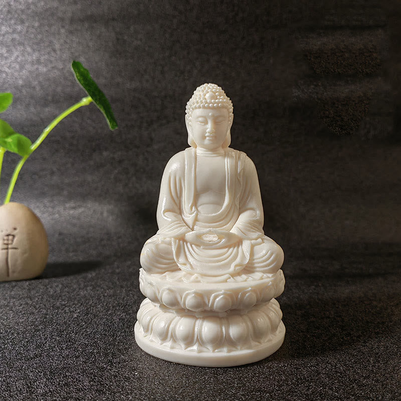 Buddha Stones Mini Ivory Fruit Tathagata Buddha Lotus Kwan Yin Avalokitesvara Manjusri Samantabhadra Serenity Desk Decoration - Gautama Buddha 12*7*7cm - image 17