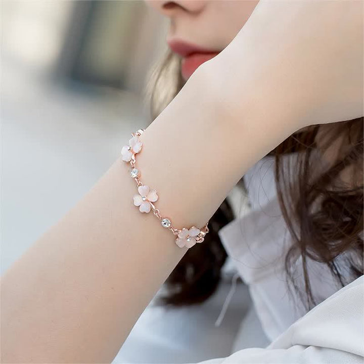 Buddha Stones Pink Crystal Four Leaf Clover Love Chain Bracelet - image 9