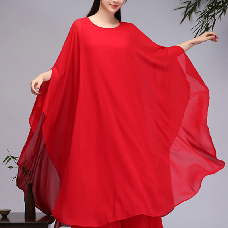 Buddha Stones Simple Pattern Midi Dress Wide Leg Pants Meditation Spiritual Zen Practice Yoga Dance Clothing - Red - Midi Dress(Dress Only) - US8-10,UK/AU12-14,EU40-42 (2XL) - image 14