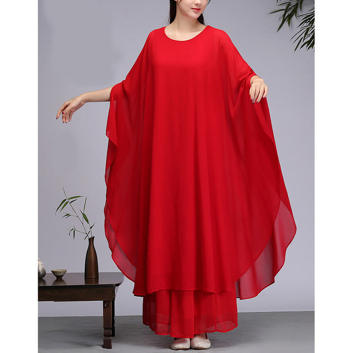 Buddha Stones Simple Pattern Midi Dress Wide Leg Pants Meditation Spiritual Zen Practice Yoga Dance Clothing - image 11