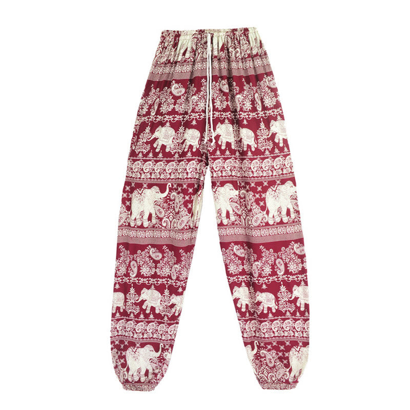 Buddha Stones Boho Loose Elephant Pattern Harem Trousers Women's Yoga Pants - image 4