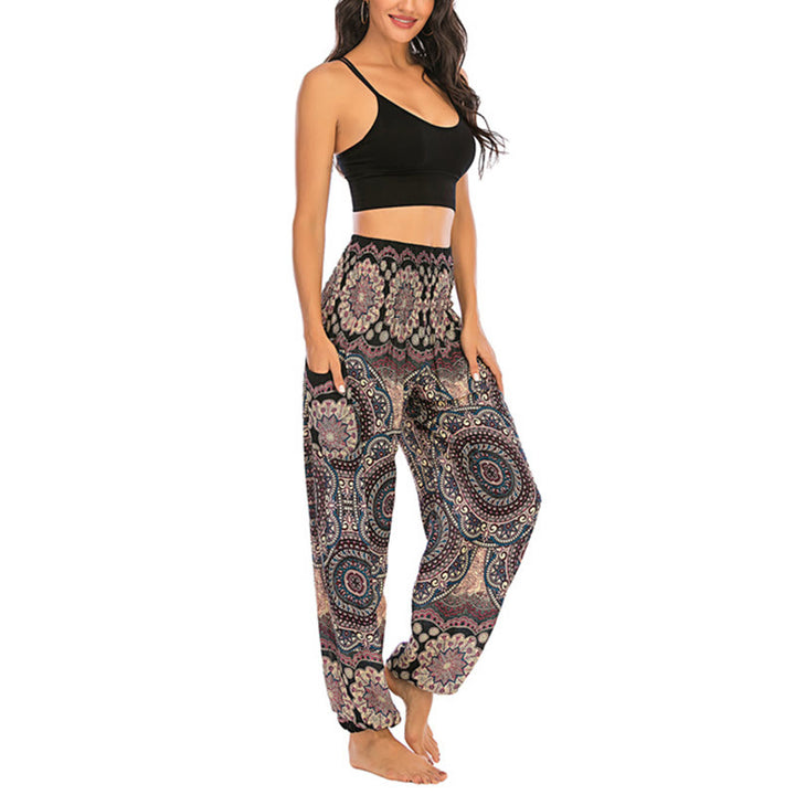 Buddha Stones Boho Loose Round Geometric Pattern Harem Trousers Women's Yoga Pants - image 2