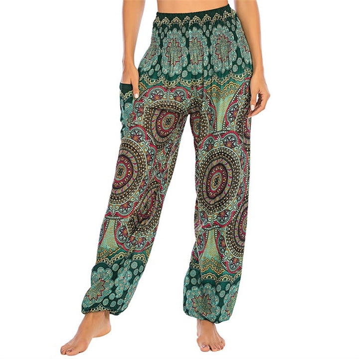 Buddha Stones Boho Loose Round Geometric Pattern Harem Trousers Women's Yoga Pants - Green-US2-8/10,UK/AU6-12/14,EU34-40/42 (F) - image 9