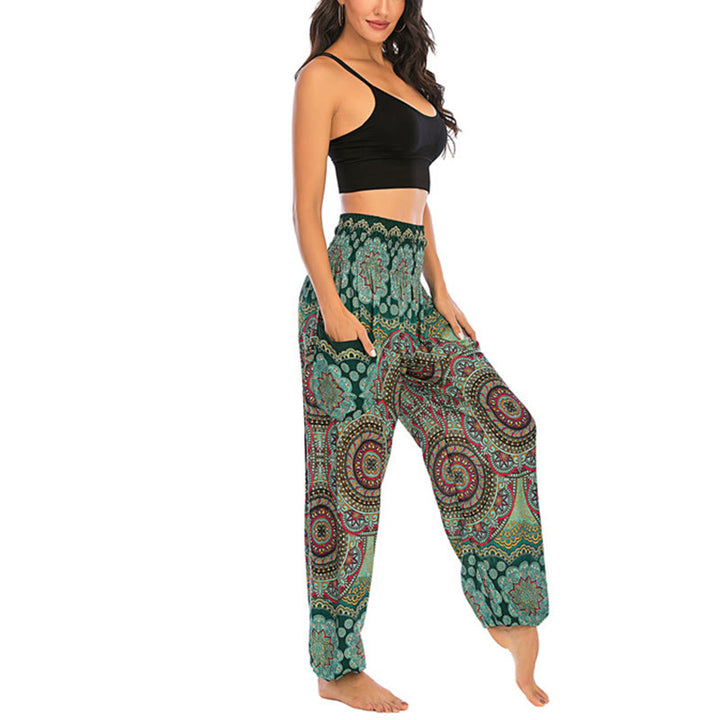 Buddha Stones Boho Loose Round Geometric Pattern Harem Trousers Women's Yoga Pants - image 13