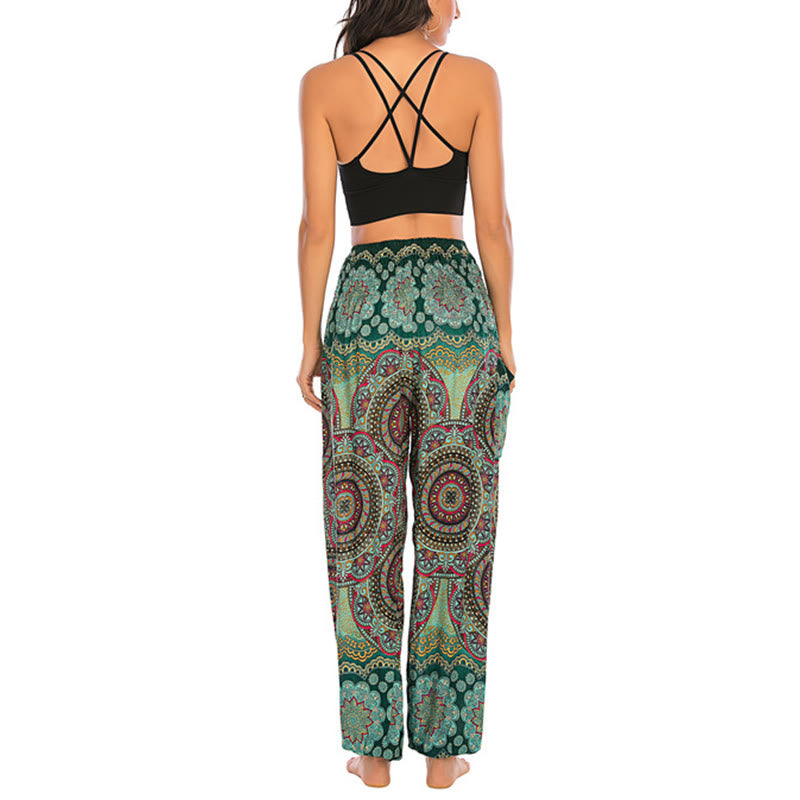 Buddha Stones Boho Loose Round Geometric Pattern Harem Trousers Women's Yoga Pants - image 12
