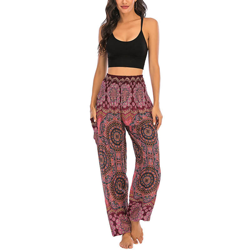 Buddha Stones Boho Loose Round Geometric Pattern Harem Trousers Women's Yoga Pants - image 17