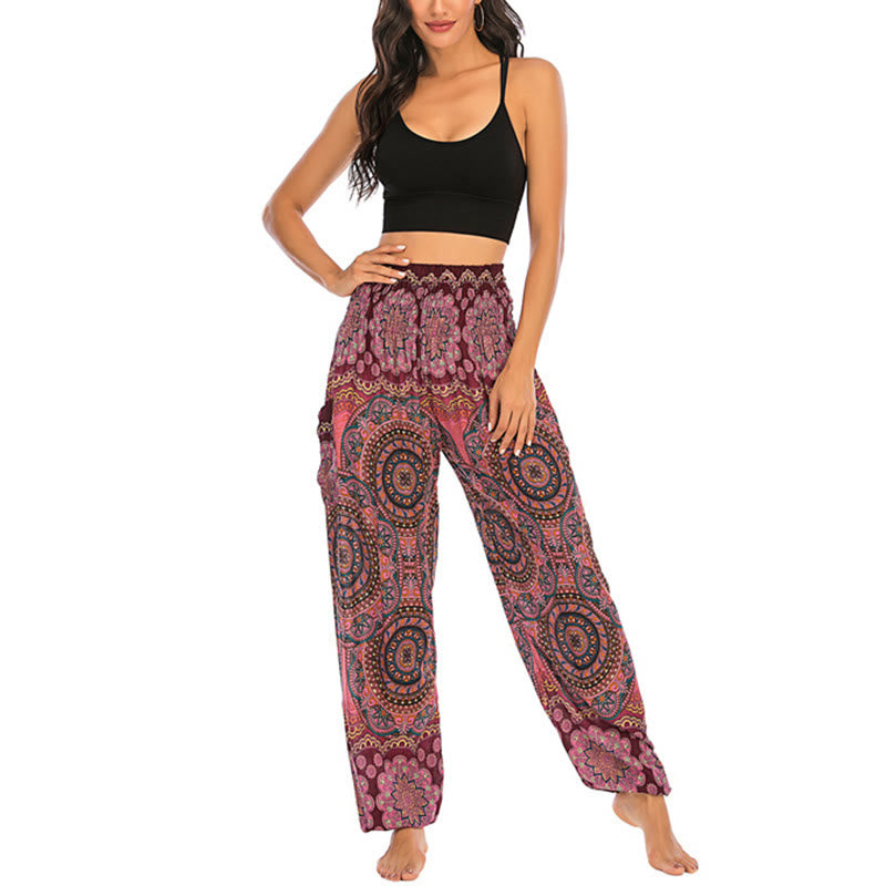 Buddha Stones Boho Loose Round Geometric Pattern Harem Trousers Women's Yoga Pants - image 18