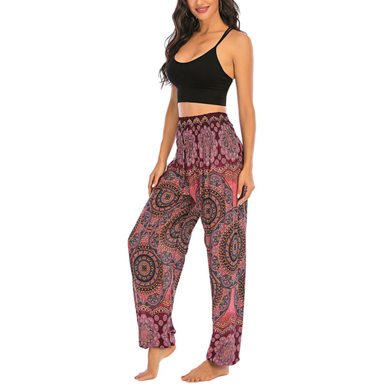 Buddha Stones Boho Loose Round Geometric Pattern Harem Trousers Women's Yoga Pants - image 21