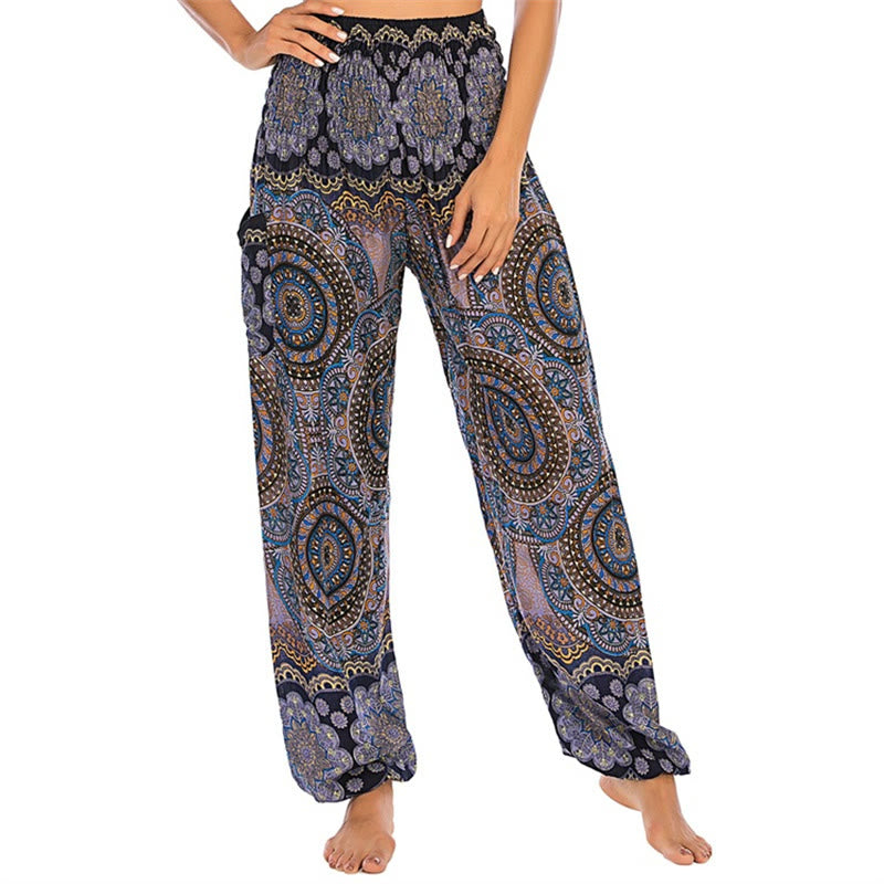 Buddha Stones Boho Loose Round Geometric Pattern Harem Trousers Women's Yoga Pants - Dark Blue-US2-8/10,UK/AU6-12/14,EU34-40/42 (F) - image 23