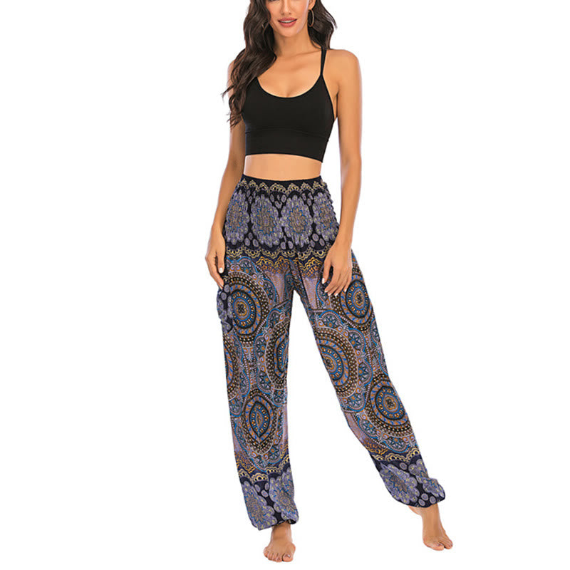 Buddha Stones Boho Loose Round Geometric Pattern Harem Trousers Women's Yoga Pants - image 26