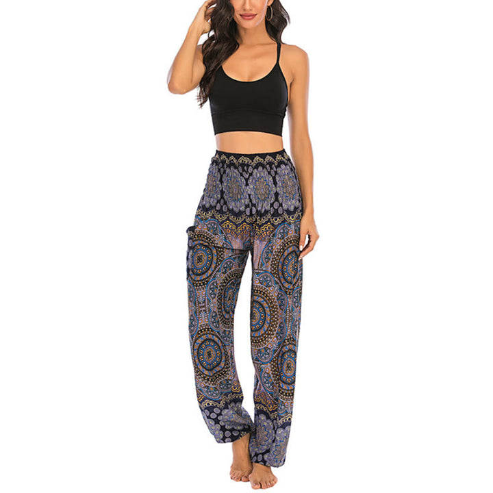 Buddha Stones Boho Loose Round Geometric Pattern Harem Trousers Women's Yoga Pants - image 30