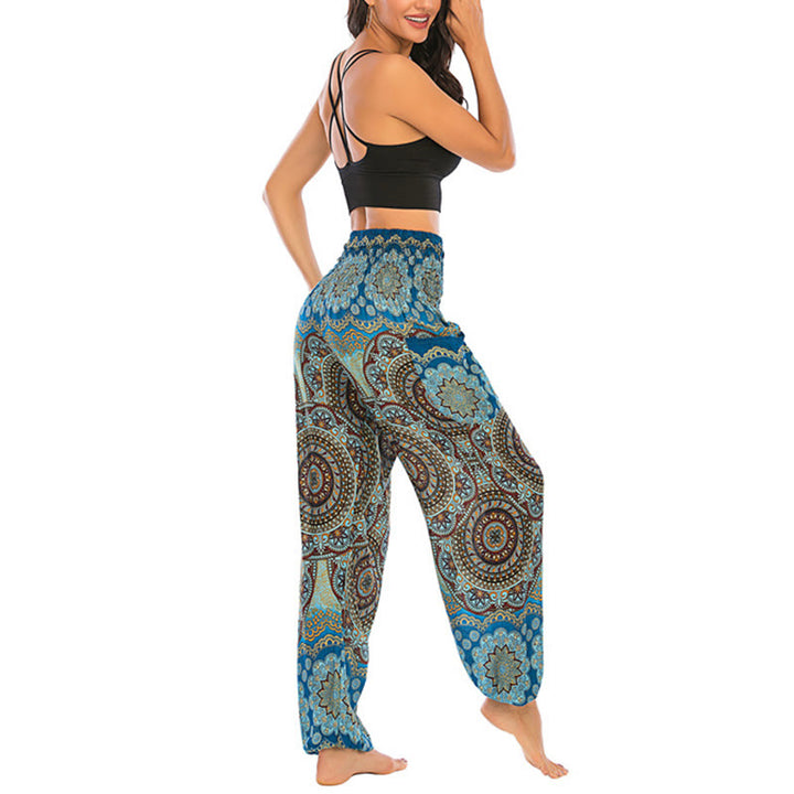 Buddha Stones Boho Loose Round Geometric Pattern Harem Trousers Women's Yoga Pants - image 34
