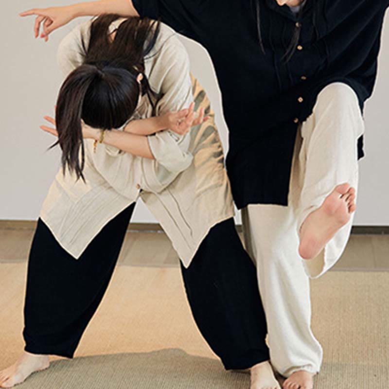 Buddha Stones Plain Long Sleeve Coat Jacket Top Wide Leg Pants Zen Tai Chi Yoga Meditation Clothing - image 20